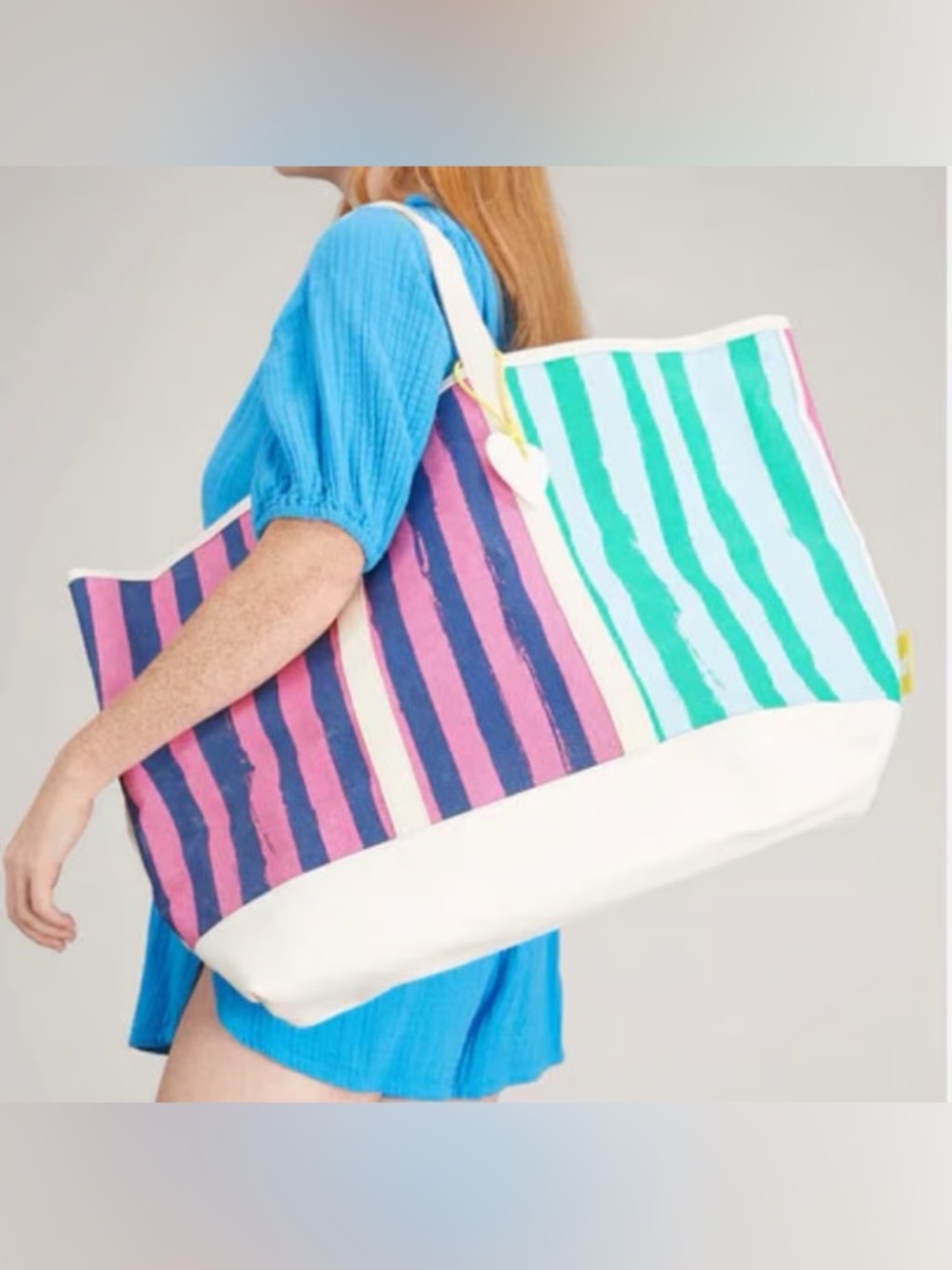 Kerri Rosenthal Ships Ahoy Tote Bag in Pink, Navy & Green